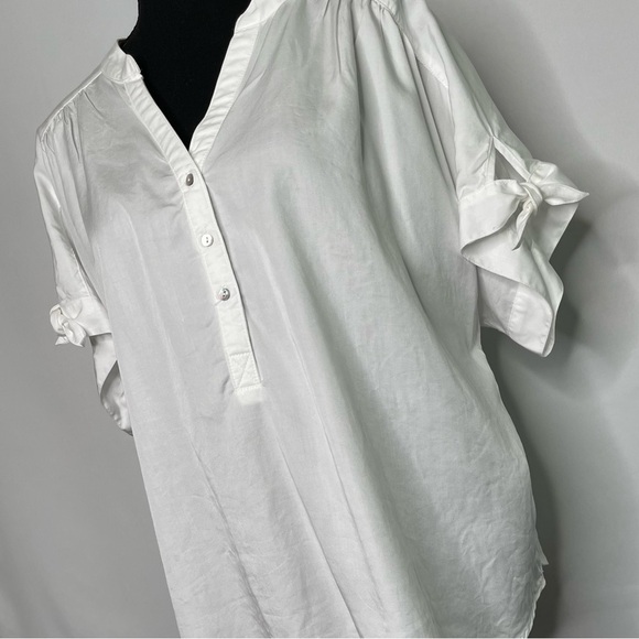 🔥 Ruby Rd White Short Sleeves w/ Ties Y Neck PXL - Picture 4 of 9